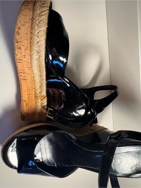 Gucci Patent Wedge Espadrille Sandals - Women's Strappy Platform